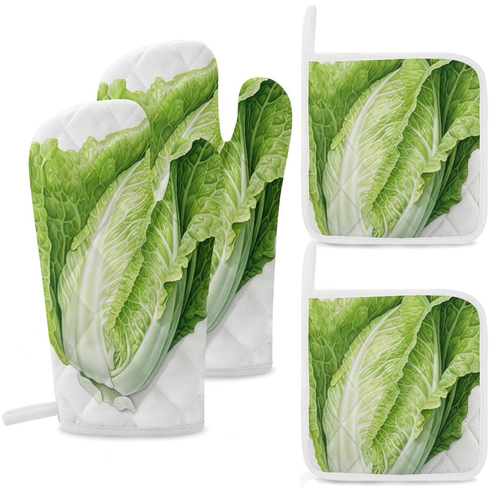 Lot de 4 maniques élégantes chou vert émeraude finitions haut de gamme pour le four