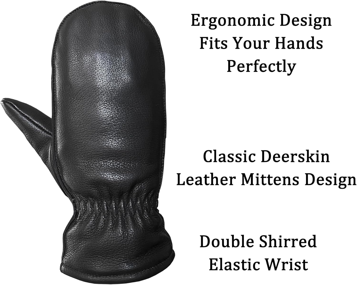 SKYDEER 100% Full Grain Deerskin Leather Winter Mittens for Women, Super Soft for Daily Use (SD8685M) - Image 3