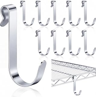 10 Pcs J Hooks for Wire Shelving, 3.5 Inch, Large, Metal Silver