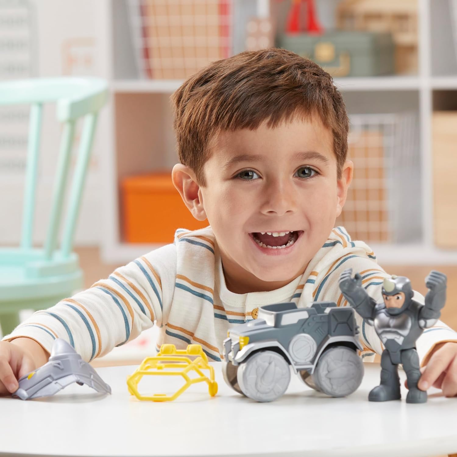 Spidey and his Amazing Friends Marvel Rhino Wrecker Toy Set with Action Figure and Vehicle, Preschool Super Hero Toys for Kids 3 and Up