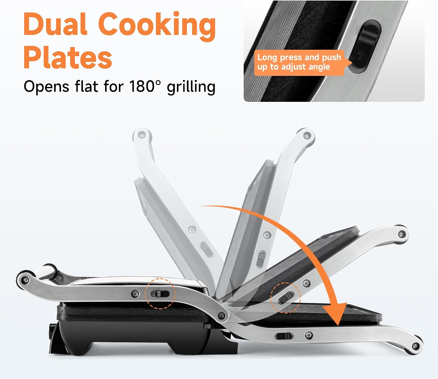 SUSTEAS 3-in-1 Electric Indoor Grill opening to 180 degrees