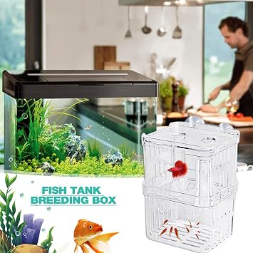 Fish Breeding Tank - Adjustable Aquarium Nursery, Hatchery Box | Multi Use Breeder Box, Spawning Enclosure for Aggressive or Injured Fish, Incubator Container, 4.92x2.76x2.76 Inches