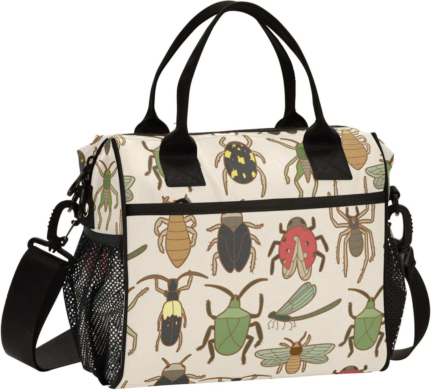 Beetle Bug Insects Lunch Bag Insulated Lunch Box Cooler Lunch Tote Bags Food Containers for Work Picnic Travel School, Small(10.5L)