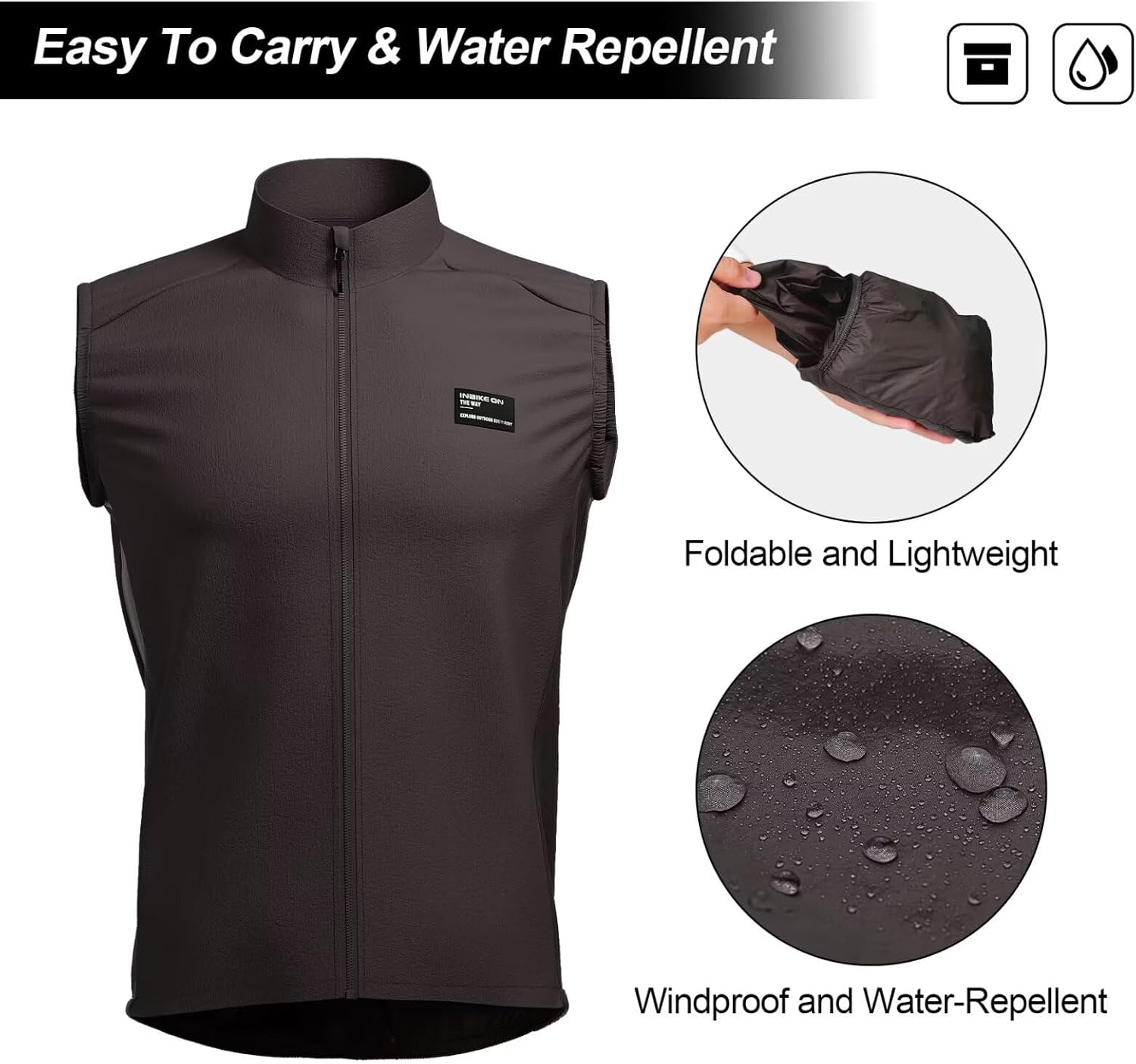 INBIKE Unisex Cycling Vest Windproof Sleeveless Bicycle Jacket, Lightweight Breathable Vest with 2 Pockets… - Image 5