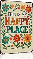 Funnysign 'This Is My Happy Place' Vintage Tin Sign - 8x12 Inch Garden Patio Yard Decor Gift for Plant Lovers