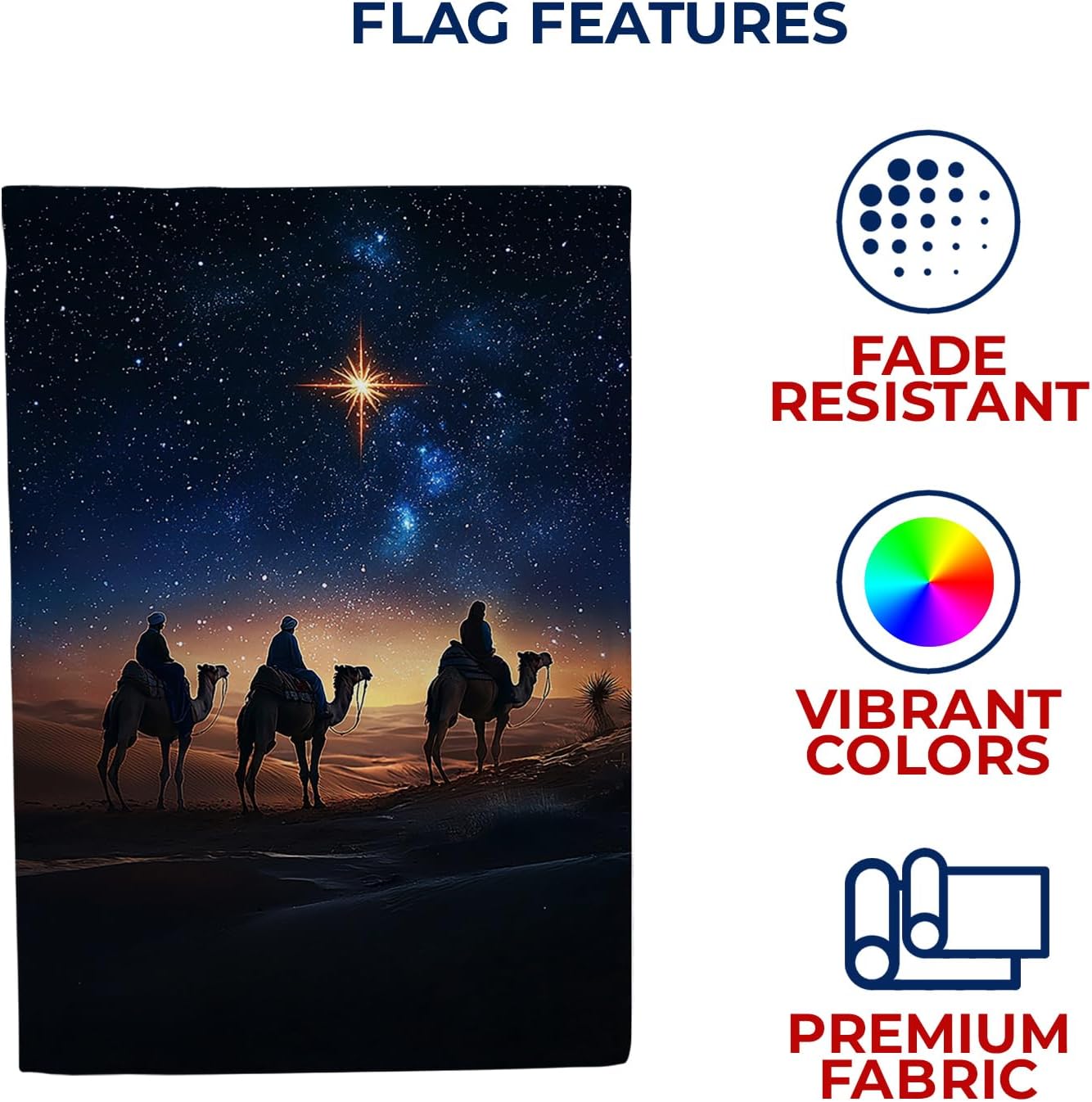 America Forever Three Wise Men House Flag, 28 x 40 inch Double Sided, Christmas Nativity Banner, Star of Bethlehem Religious Outdoor Decor, Spiritual Holiday Outside Decorations Yard Flag