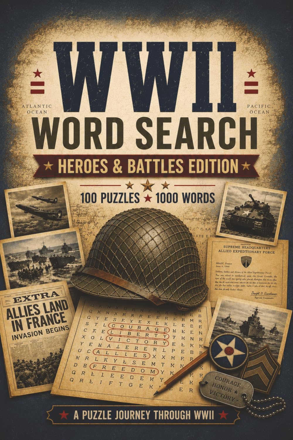WWII Word Search: Heroes & Battles Edition: 100 Word Search Puzzles Featuring Legendary Heroes, Famous Battles, Military Operations, Historic Events, and Defining Moments of World War II
