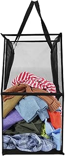 Cesto plegable para la ropa sucia 33 x 33 x 66 cm, color negro, plegable, grande, con asa, cesta para ropa sucia, portátil, transpirable, tejido de poliéster, cesta de lavandería