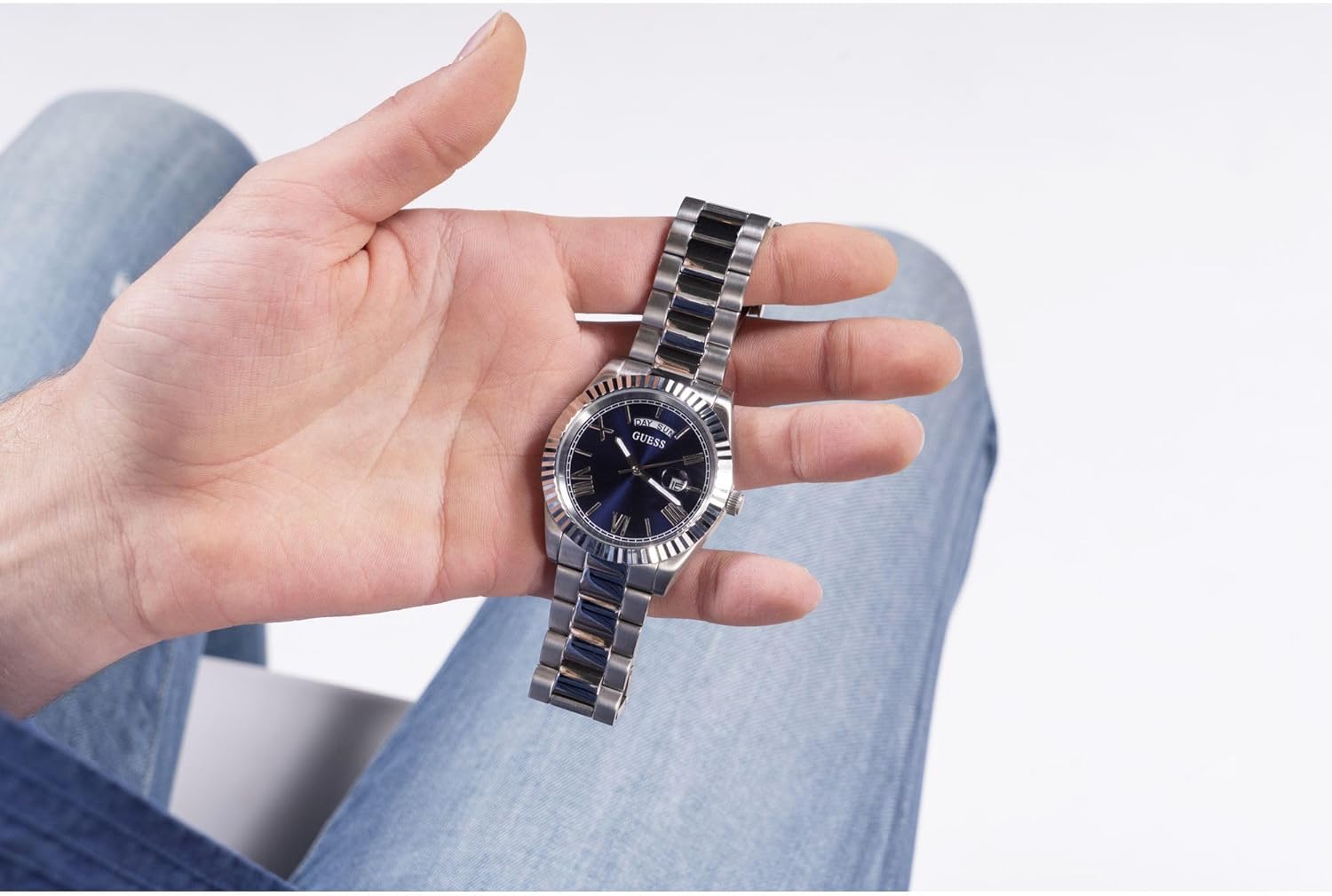 Guess Men's GW0265G Series| Analog Dress Watch| Stainless Steel Case| Stainless Steel Bracelet | 50M Water Resistance