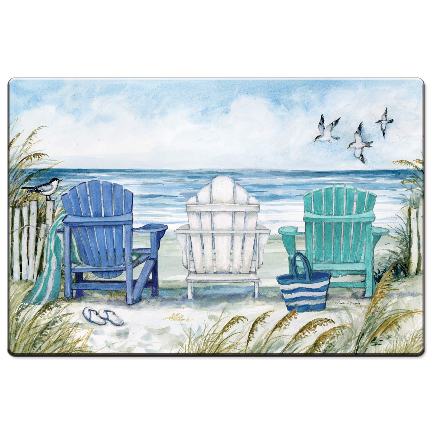 CounterArt Adirondack Chairs 30” x 20” Decorative Vinyl Comfort Floor Mat Manufactured in The USA, Waterproof, Reduces Muscle Fatigue, Easy to Clean