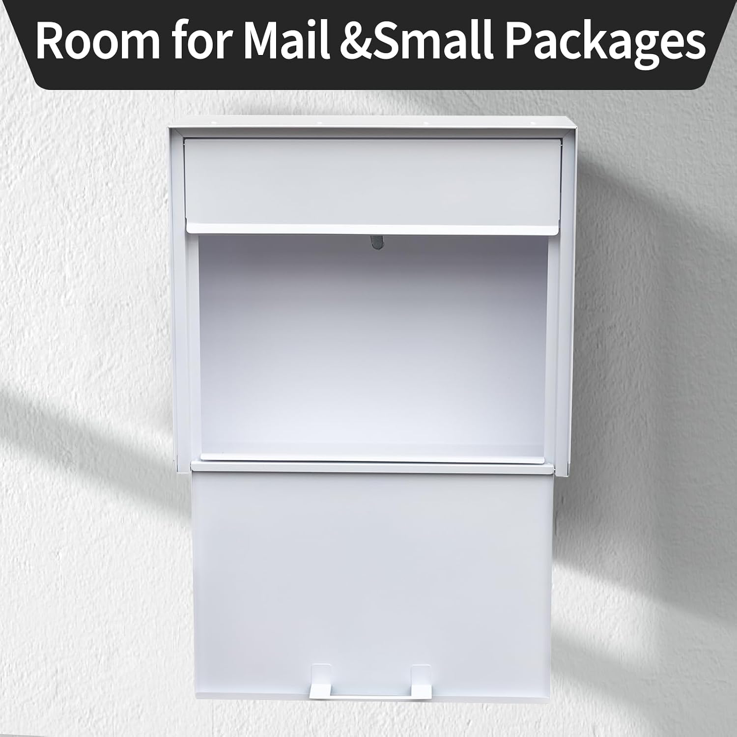 Wall Mount Mailbox for House Outside, Anti-Theft Locking Mailbox, Weatherproof Mailboxes 13.5" H x 15" L x 5.5" D, White