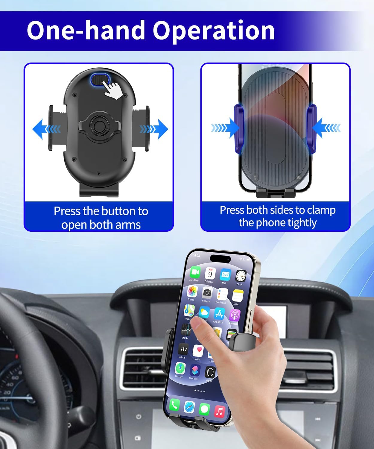 Car Phone Holder for Subaru Forester 2014-2018 / XV Crosstrek 2013-2015 Auto Accessories，One Hand Place & Pick，360° Rotation，Hands Free，for 4.7-7 inch Phones