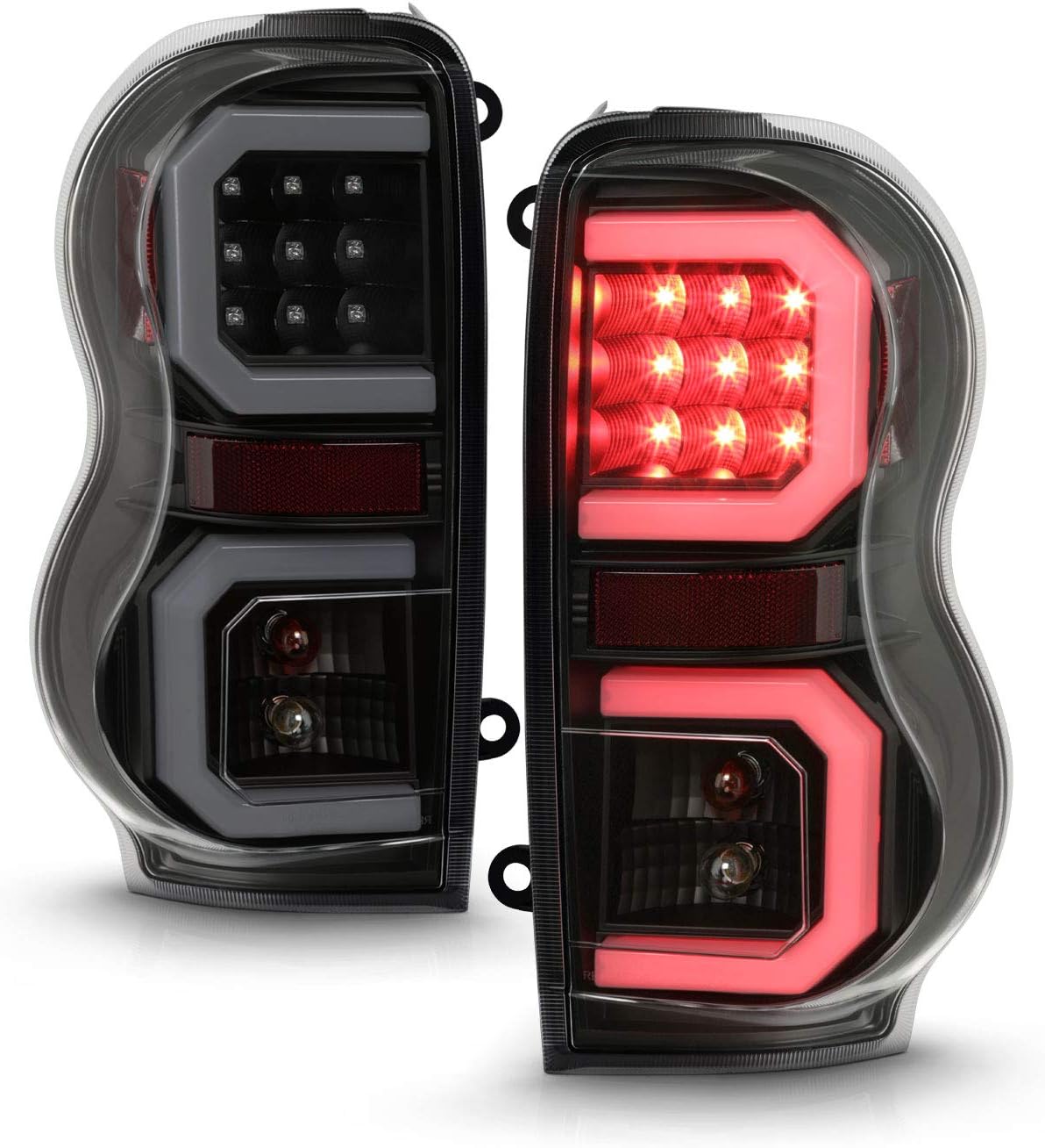 AKKON - Fits 2004-2009 Dodge Durango SUV [Dual C-Tube] LED Black Smoked Tail Lamps Brake Lights Pair Left Driver+Right Passenger