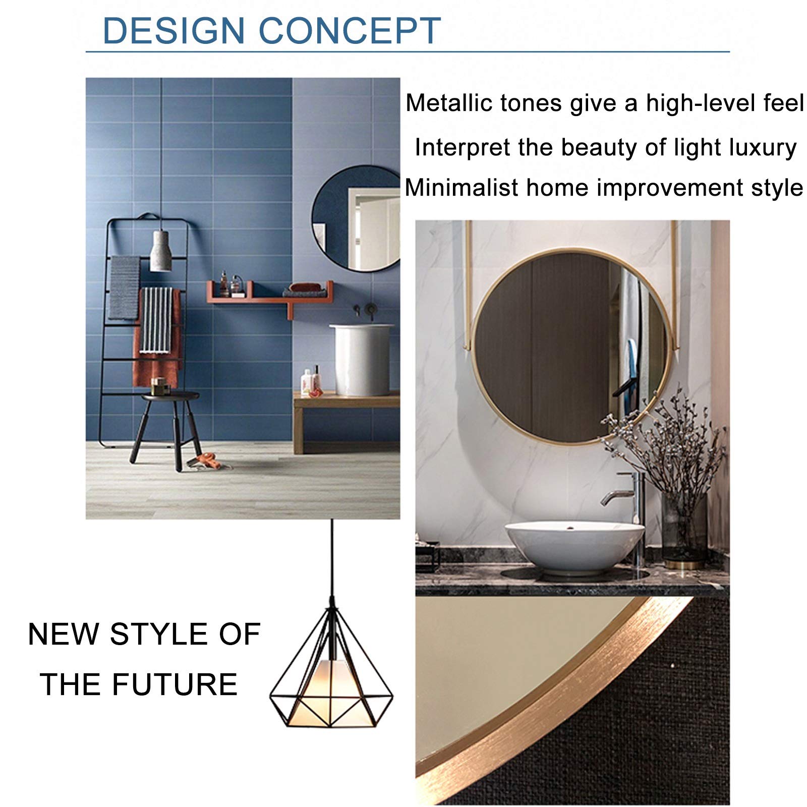 鏡 スタイリッシュなデザイン プレミアム 円形 ミラー papasalada_wb02600m