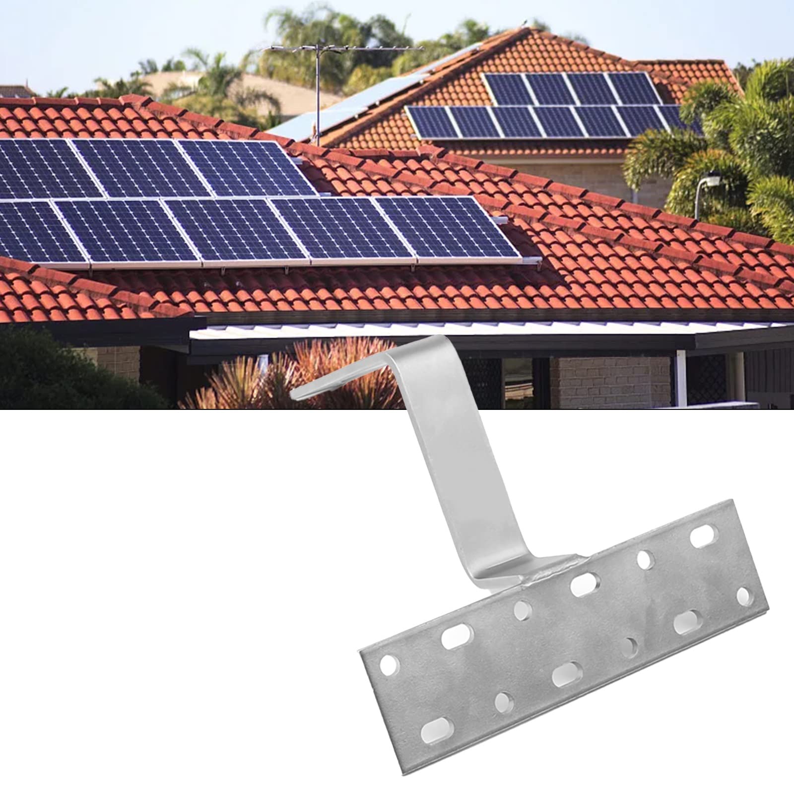 10 szt. fotowoltaicznych haczyków dachowych solarnych haczyków dachowych, pionowe haki dachowe 90 stopni, haczyki dachowe ze stali nierdzewnej 304, akcesoria do montażu paneli słonecznych