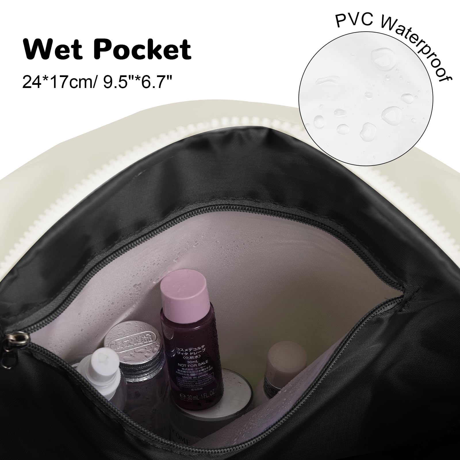20L Borsone Palestra Donna, Leggero Borsone da Viaggio Piccolo per Aeroplano Ragazze, Portatile Borsa Sportivo con Tasca Bagnata per Sport Nascita Lavoro Mare, Bianco