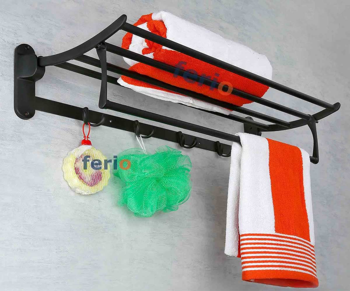 Arena Stainless Steel Folding Bathroom Rack | Towel Holder | Hanger | Napkin Rod Hanger | Multipurpose Use Hooks for Bathroom Accessories (24 Inch-Black Finish) (B09X9ZYXT6) Amazon Price History, Amazon Price Tracker