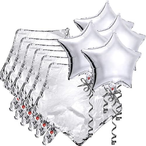 Owevvin 20 globos de estrella plateados de 18.0in, globos de aluminio de Mylar para revelación de género, cumpleaños, bodas, baby shower, decoración