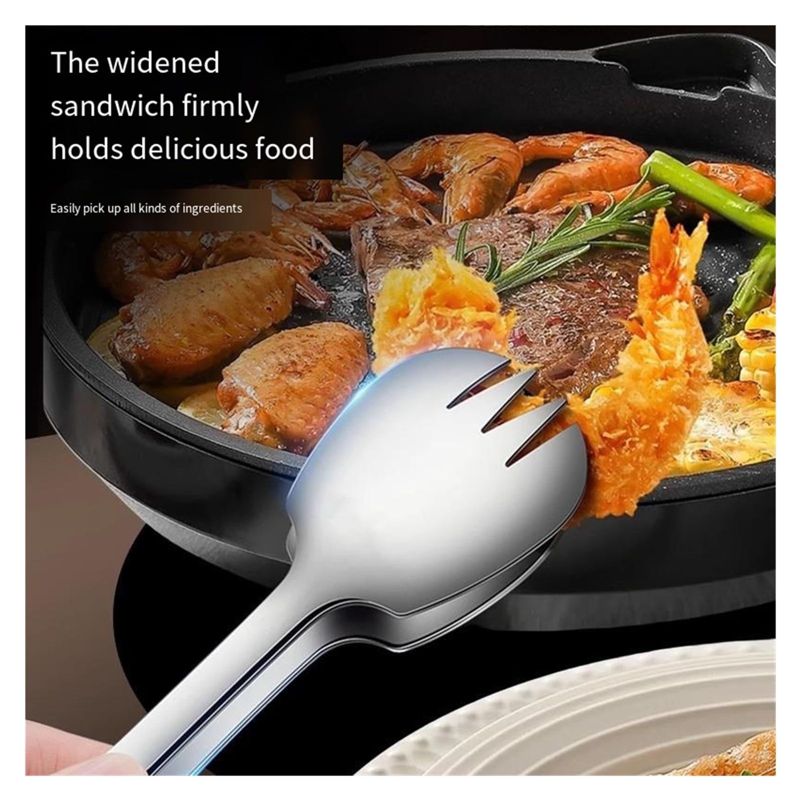 Pinze multifunzione in acciaio inox 316 di alta qualità, ideali per raccogliere noodle, cucinare e mangiare a casa o in hotel (grande)