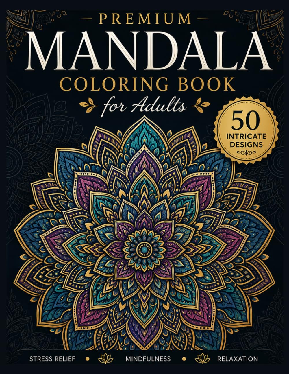 Premium Mandala Coloring Book for Adults: 50 Intricate Designs for Stress Relief, Mindfulness, Relaxation & Creative Expression