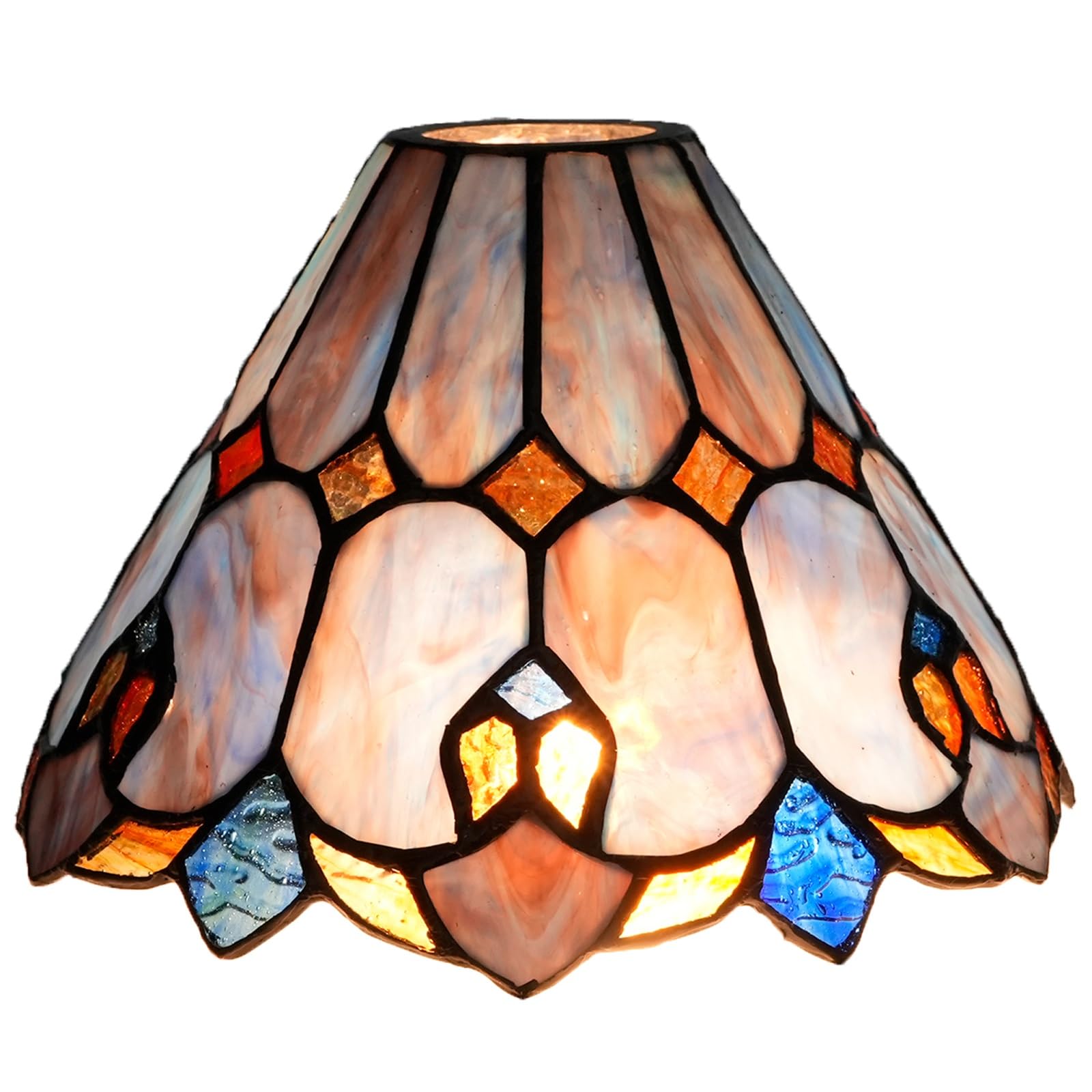 HJRegaFimu Shade Replacement 8" Purple Umbrella Stained Glass Lamp Vintage Art Decor Large Opening Lampshades For Table Chandelier Light Wall