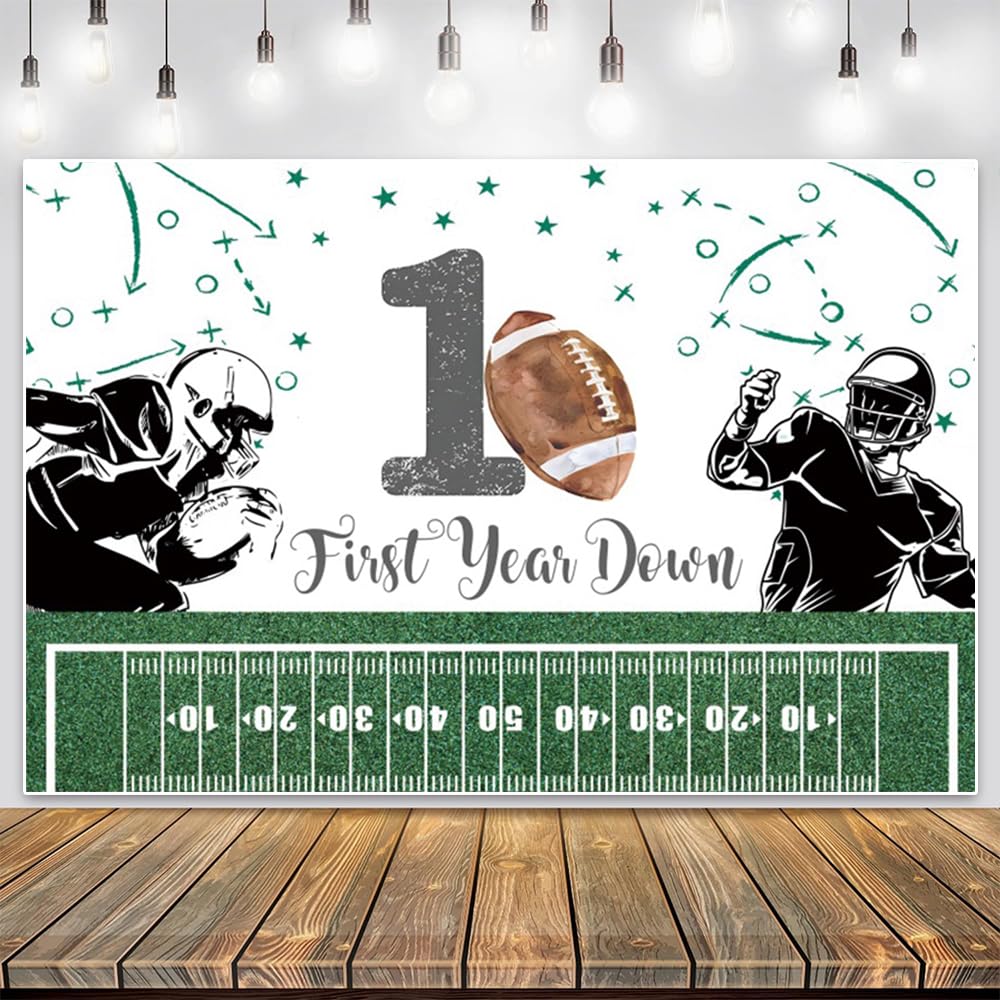 ChloropLastid Football 1st Birthday Backdrop First Year Down Birthday Background Game On Football Boy Birthday Party Decorations Cake Smash Banner