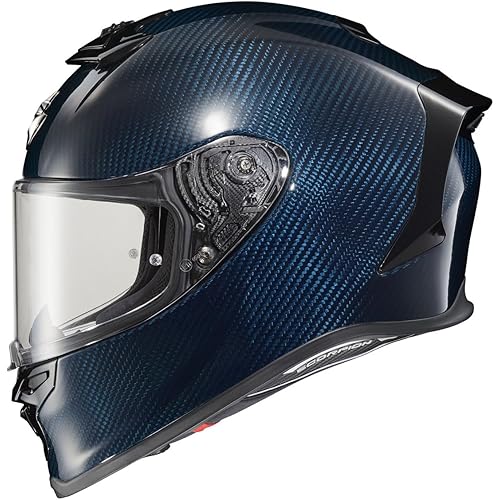 ScorpionEXO R1 Air Carbon Fiber Full Face Motorcycle Helmet with Pinlock Shield Bluetooth Ready Speaker Pockets DOT ECE Solid (Gloss Blue - Large)