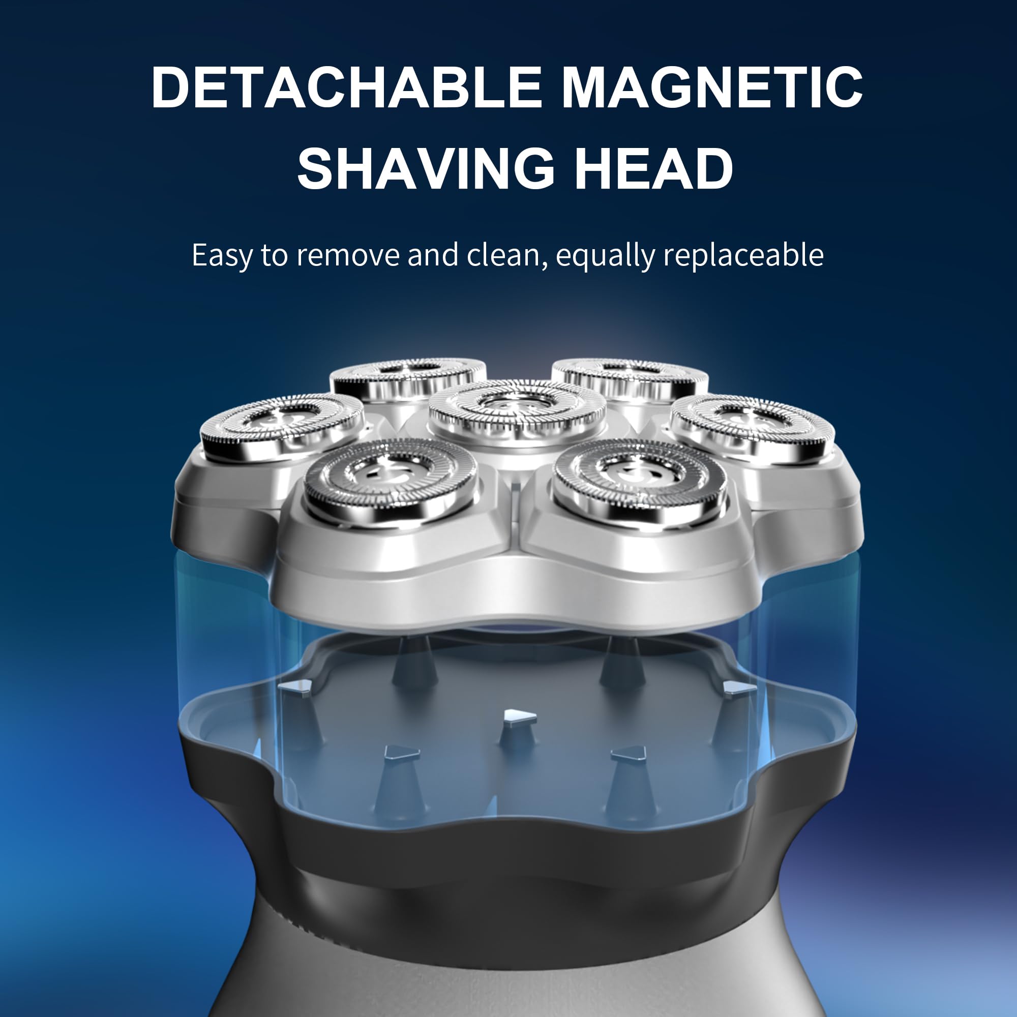Rasoio elettrico rotativo magnetico 7D da uomo, rasoio elettrico a testa calva, rasoio cordless USB-C ricaricabile, IPX6, impermeabile, per rasatura bagnata/asciutta con display LED, regalo per uomini