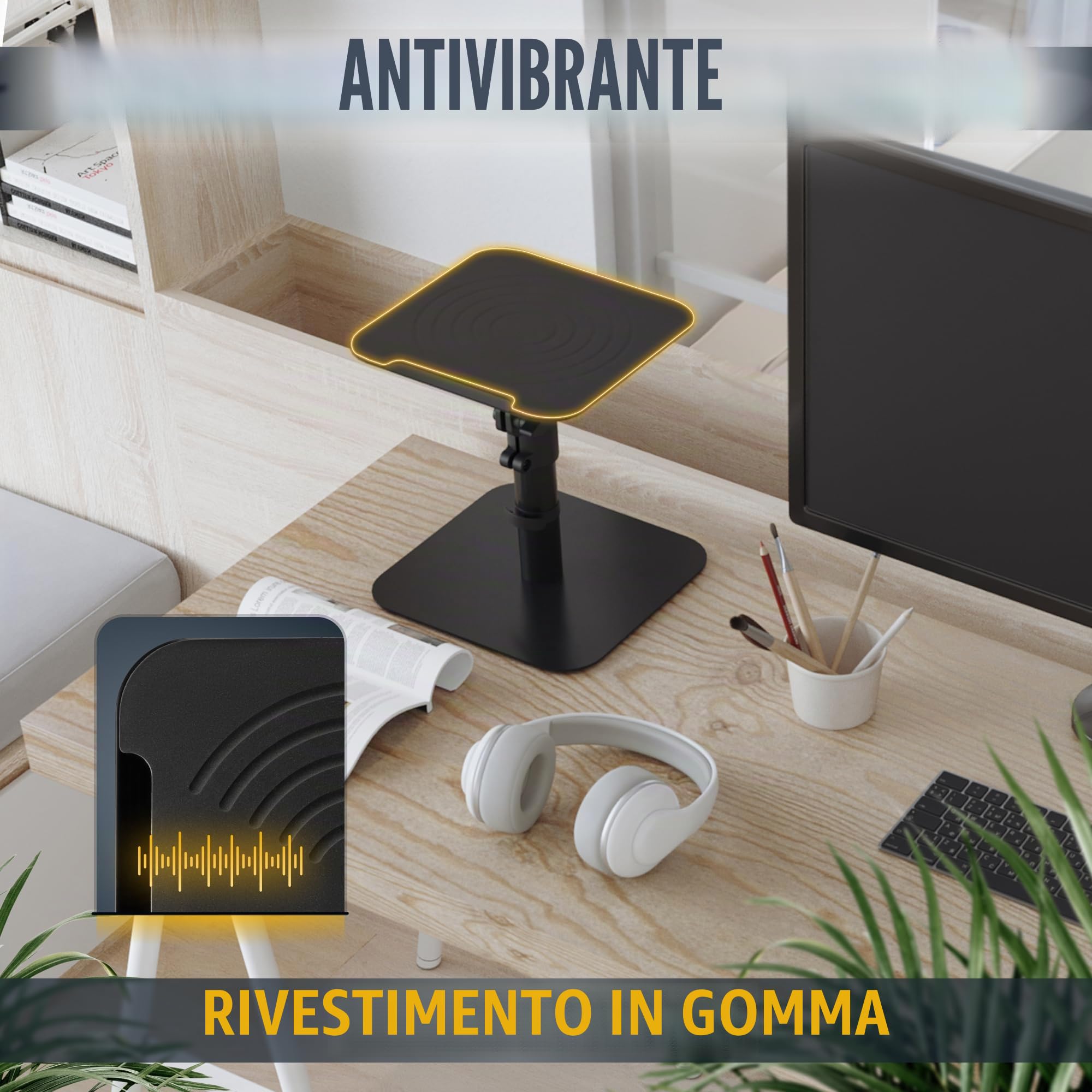 RICOO Supporto per Altoparlanti LH069-T Universale da Terra Set da 2, Nero