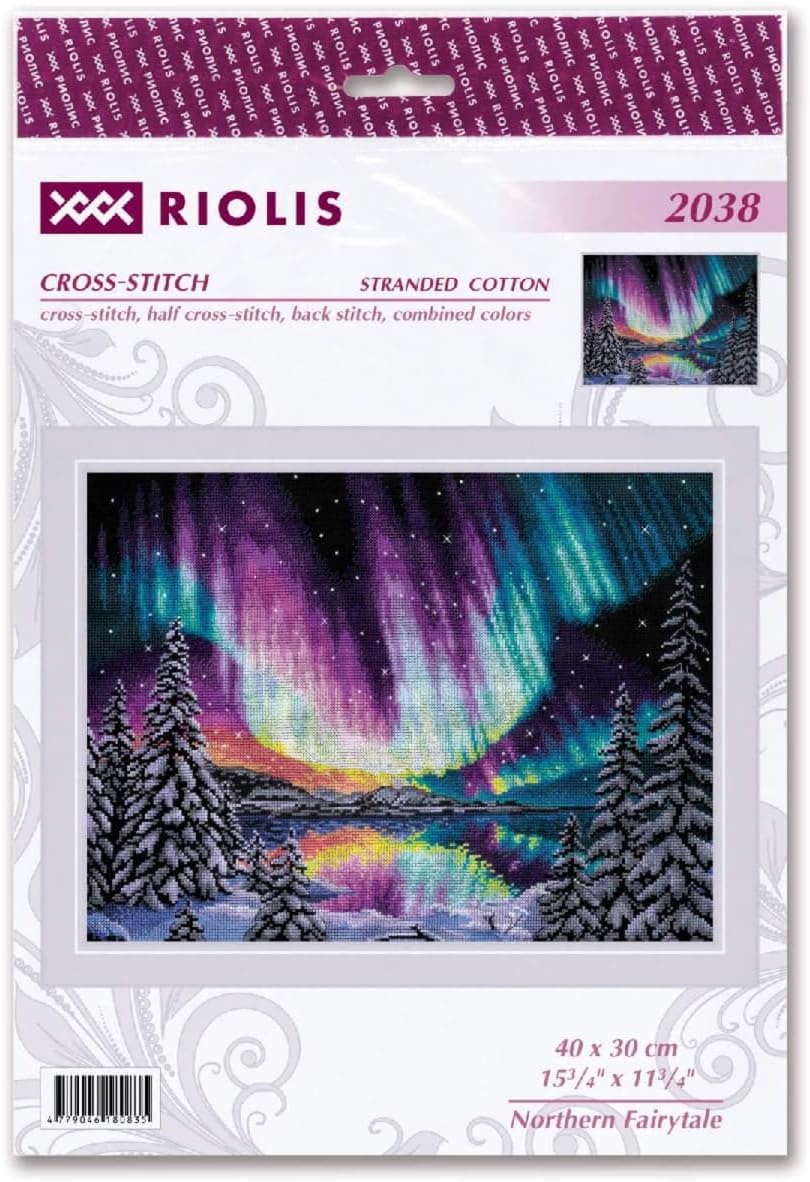 RIOLIS - Northern Fairytale 2038, Cross Stitch Kits 15¾"x11¾, Cross Stitch Kits for Beginners & Advanced, Crossstitching Kits Adult, Counted Stitching Kits, Embroidery Kit