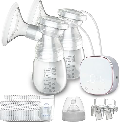 Miniatura 1 de Bombas eléctricas dobles de lactancia materna con 20 bolsas de almacenamiento de leche materna, bomba de lactancia materna con 3 modos, 9 niveles,