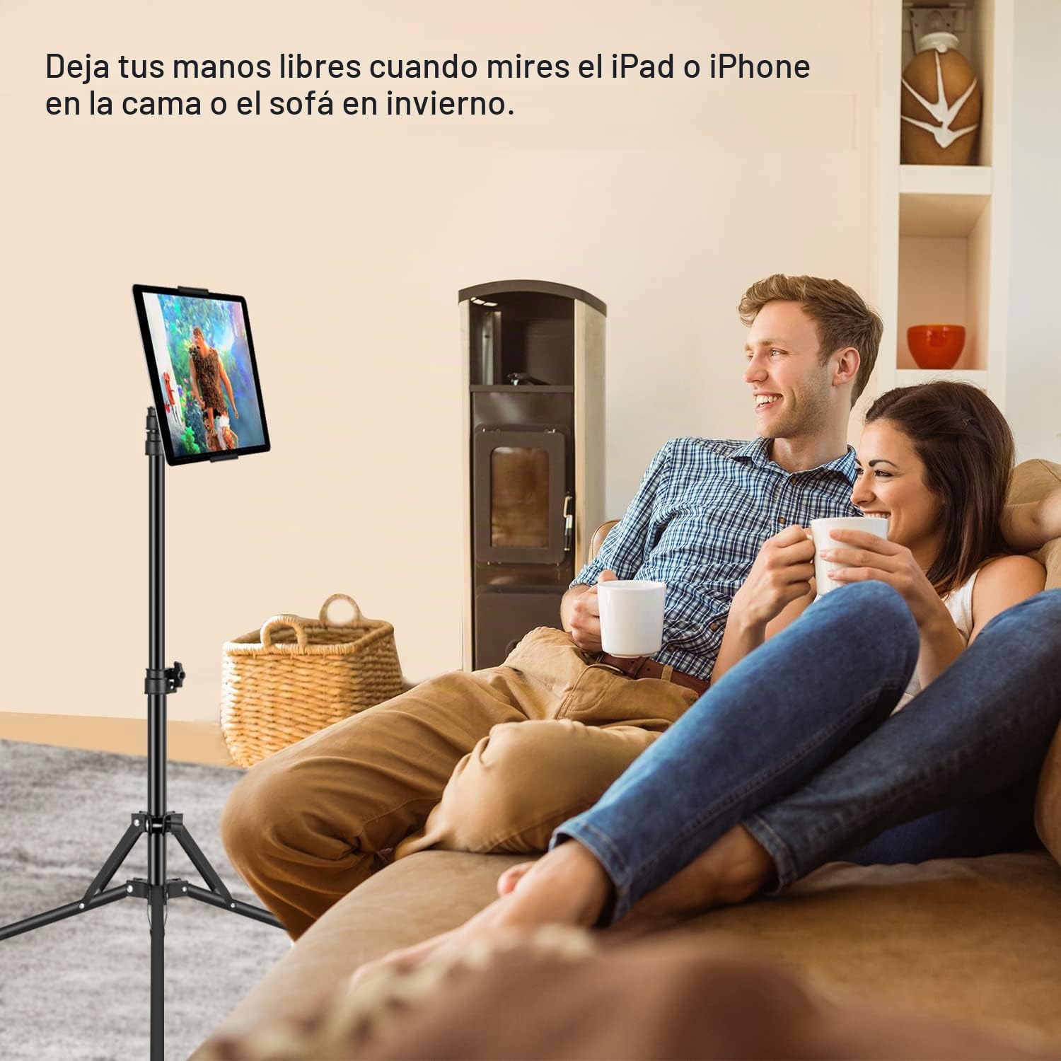 SAMHOUSING Trípode para Tablet y Smartphone de 4,5 a 13 Pulgadas, Altura Ajustable hasta 65 Pulgadas, Soporte para iPad Pro, iPhone y más