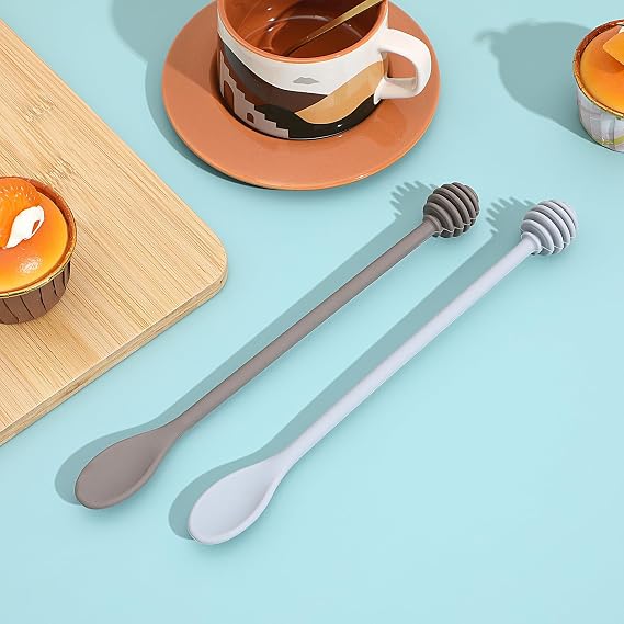 Honey Spoon 2pcs Silicone Long Handle Stirring Dipper for Home Use