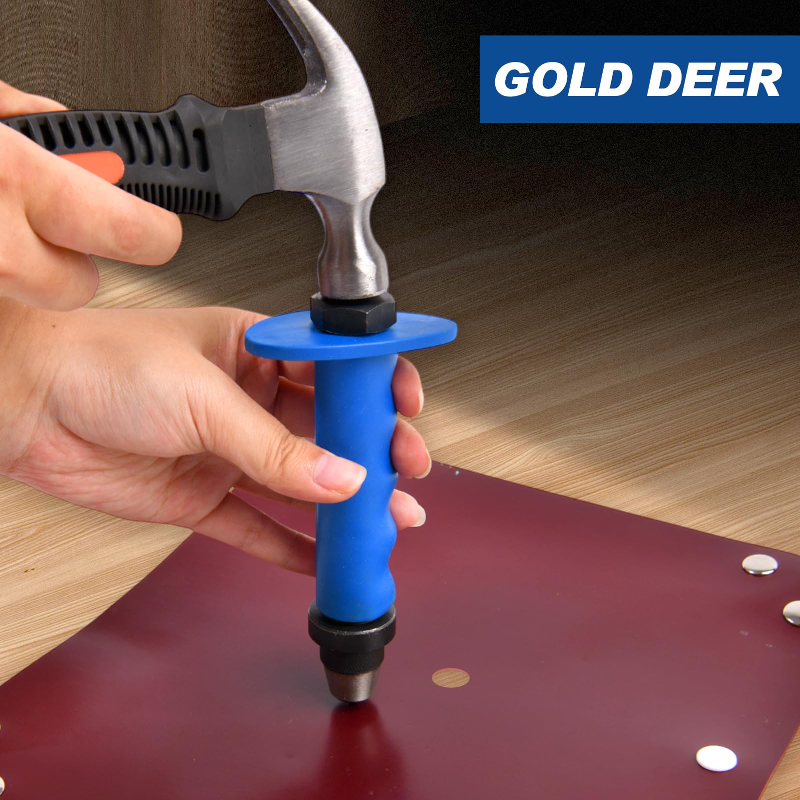 GOLD DEER 14 Pieces Hole Punch Set including Pin Point Punch SAE & Metric 3/16"-1-3/8"& 5mm-35mm Sharp Hollow Hole Punch Kit Leather Hole Punch Gasket Punch Set Gasket Cutting Puncher Foam Cutter - Image 3