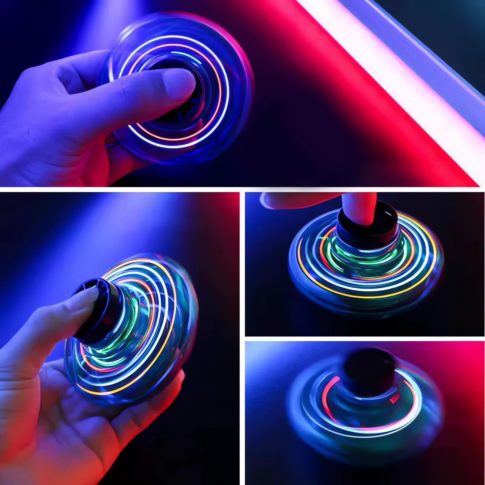 Mini latający dron Spinner, zabawka Fidget Spiner, latająca piłka z diodami LED, latający dron UFO Spin na świąteczny prezent urodzinowy dla chłopców i dziewcząt (niebieski)