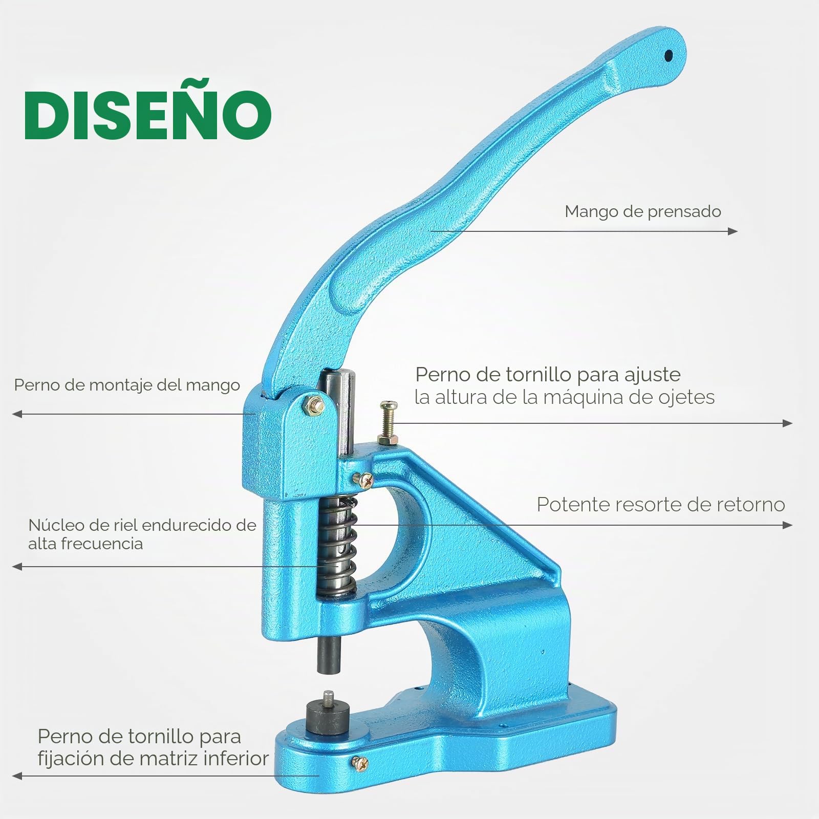 ATPEAM Remachadora de Ojales Manual, Máquina de Perforación para Cuero, Tela y Carteles, Incluye 3 Troqueles y 1500 Ojales de Diferentes Tamaños (6mm, 10mm, 12mm)