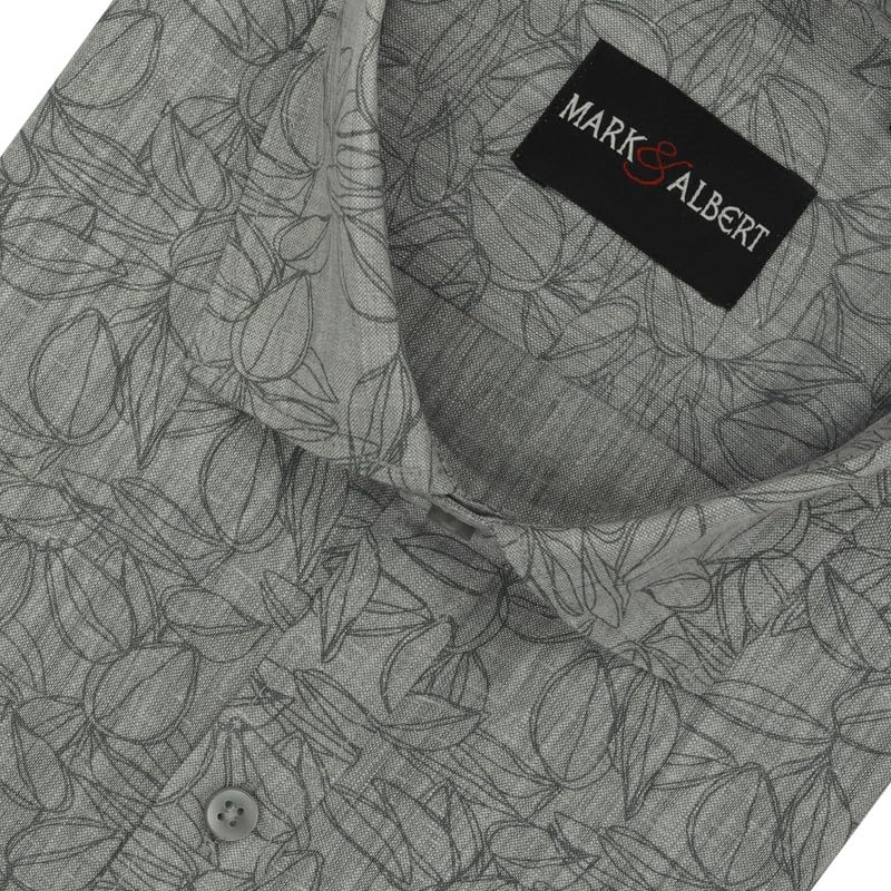 Image of MARK & ALBERT Men's Half Sleeve Linen Slim Fit Shirt