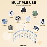 Vista 4 de Organizador de leggings para armario, colgador de metal para pantalones de yoga con revestimiento de goma, paquete de 4 con 10 clips para 40