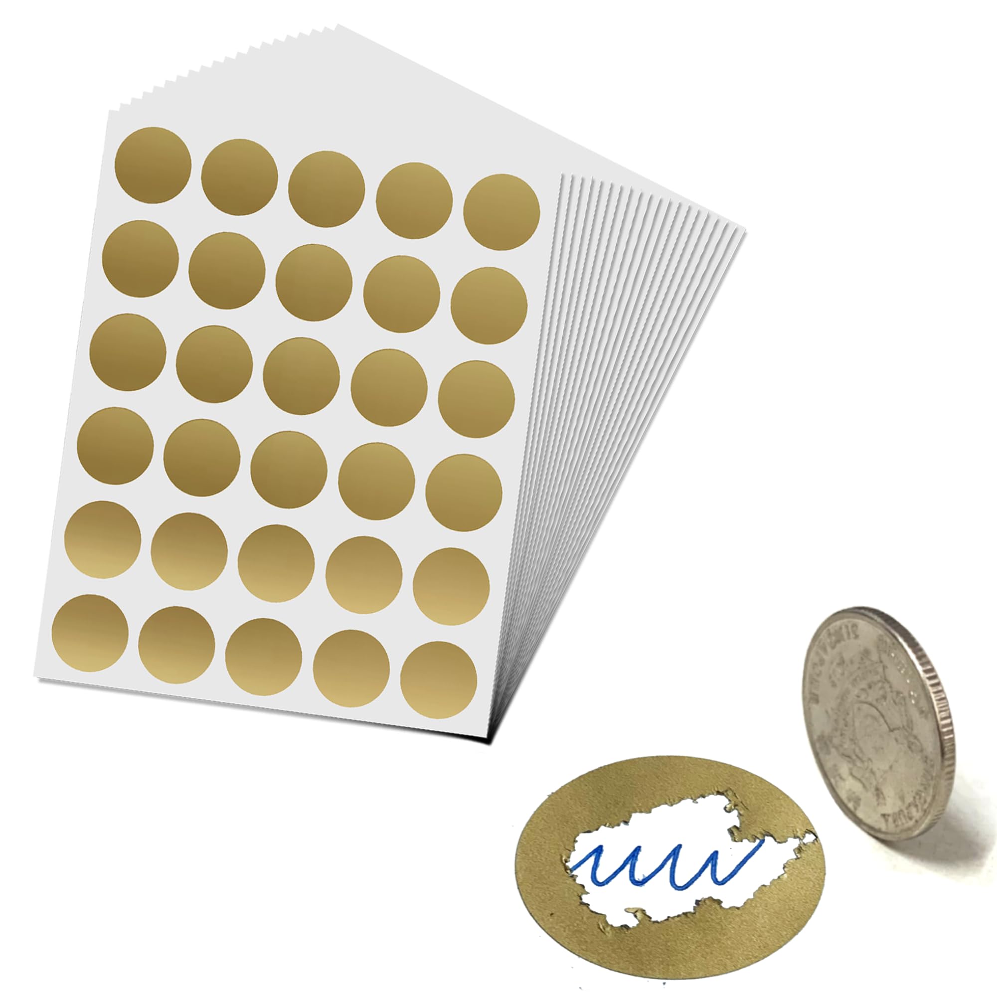600 Pieces - 1" Scratch Off Stickers Labels - Round/Circle, Gold