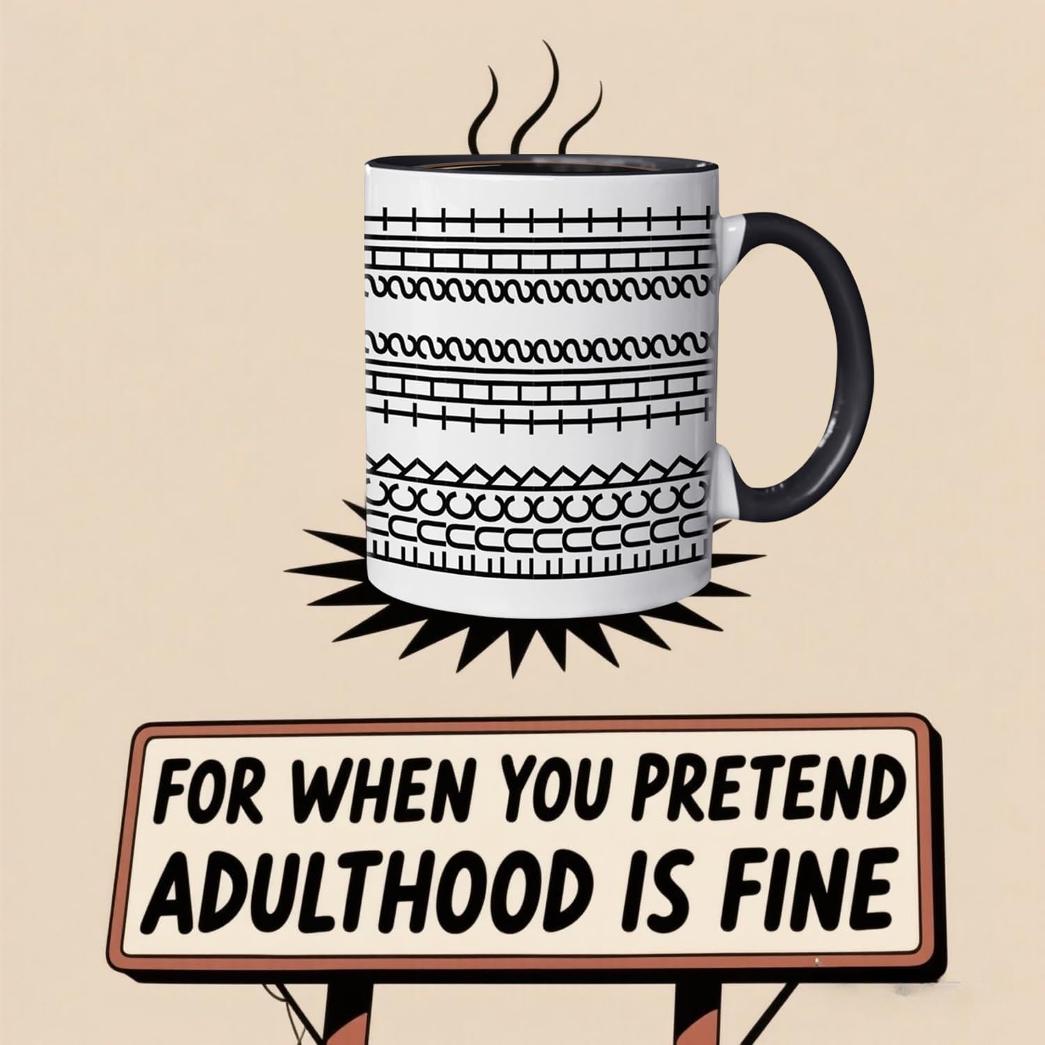Hidden Message Coffee Mug, Novelty Coffee Mugs for Women and Men, Funny Birthday/White Elephant Gifts, Unique Office Prank Gag Gift for Coworkers and Coffee Lovers - White Black