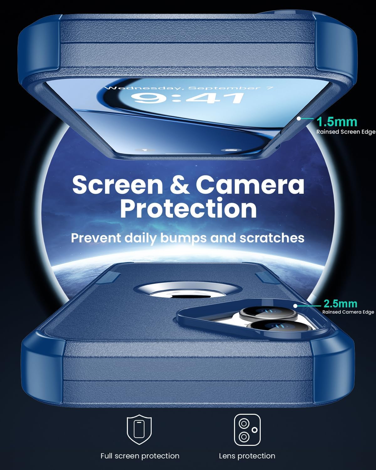 for iPhone 17 Case with Belt Clip Holster,Compatible with Magsafe, Military-Grade Protection,2X Screen Protector,Heavy Duty Cover for iPhone 17,Blue