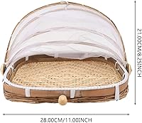 Vista 5 de GANAZONO 2 cestas de bambú para manualidades, cestas de mimbre rústicas para bollo al vapor, secado de alimentos, recogedor de gran capacidad