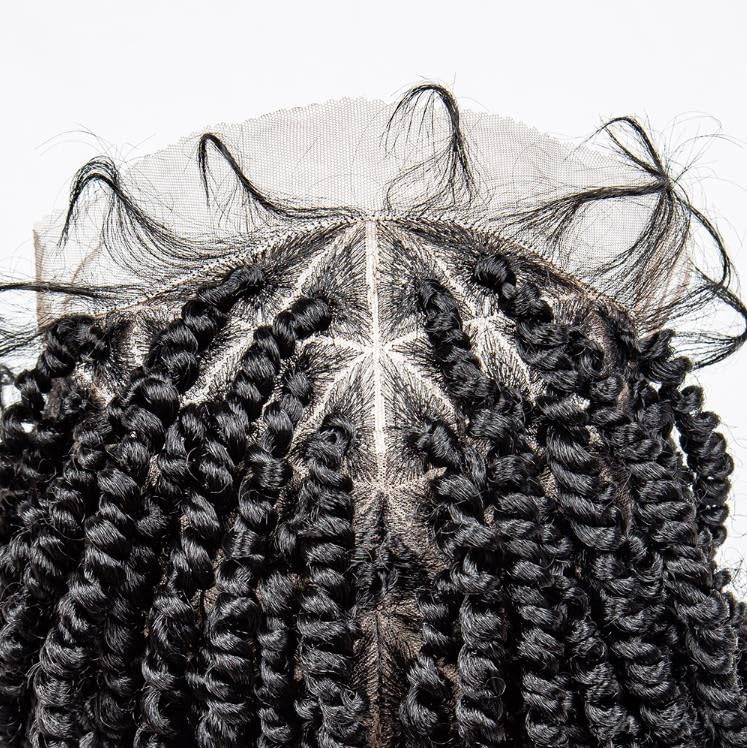 Parrucche Intrecciate A Scatola Piccola Senza Nodi Con Trecce Senegalesi In Pizzo Pieno Sintetico Per Le Donne Parrucche Intrecciate Bordeaux Bionde Ombre Da 36 - Foto 6