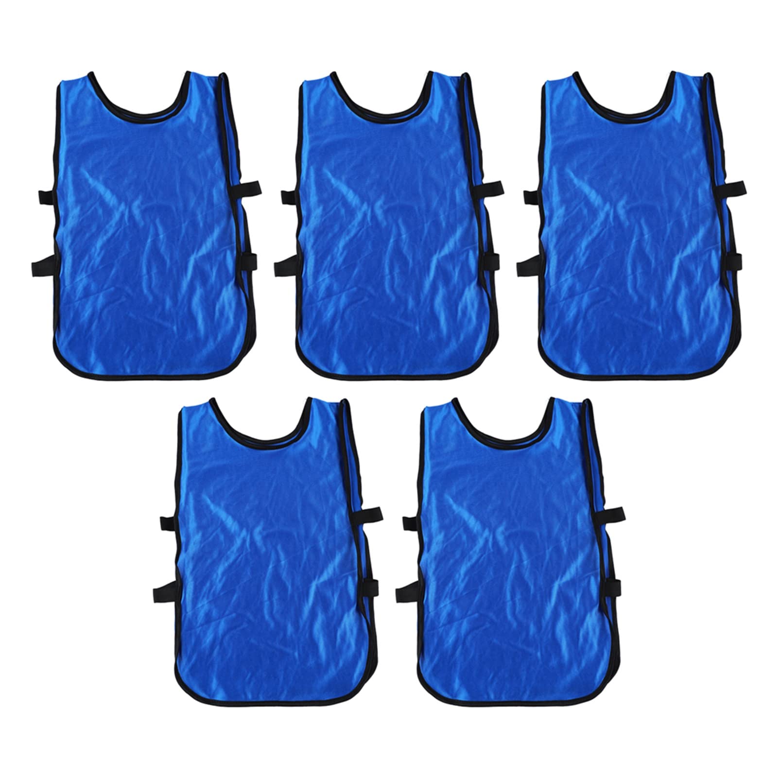 5 Pcs Training Vest Universial Round Neck Soccer Pennies 22x13.7 Inch Fabric Basketball Athletic Pinnies Football Bibs for Kids, Youth(Blue)