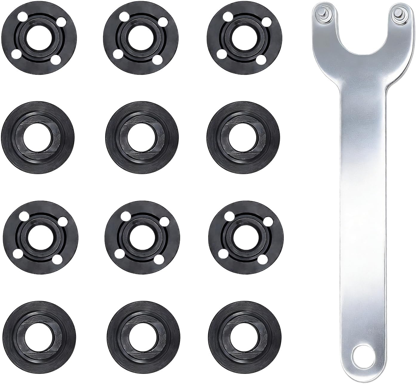 5/8”-11 Angle Grinder Nut Angle Grinder Wrench Kit, Flange Metal Lock Nut Fit for 4.5"/5"/7" Grinder, Replace 193465-4 (12+1/Pack)