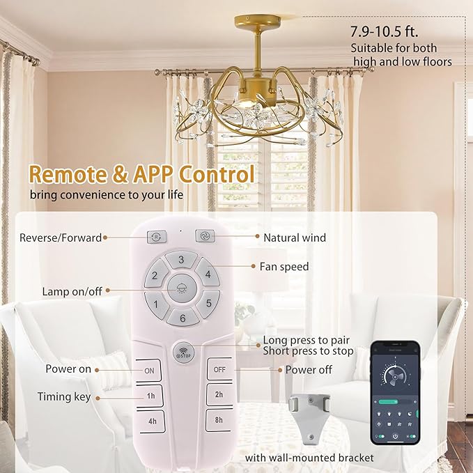 Ventilador de Techo 52 cm Con Luz y Control Remoto 6 Velocid miniatura 5