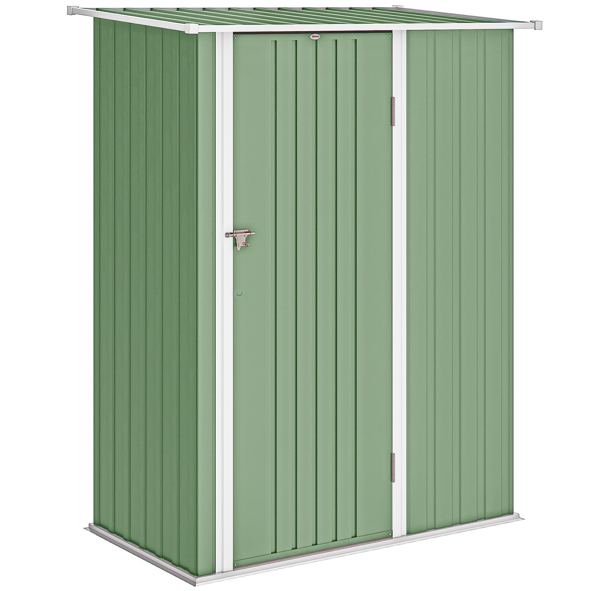Outsunny Casetta da Giardino 1.07m² Acciaio Zincato Porta Attrezzi 142x86x189 cm Verde Chiaro