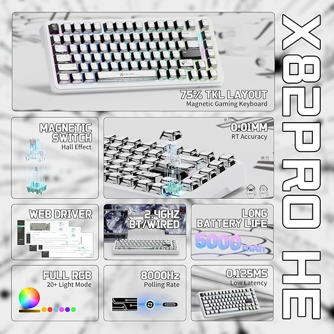 Teclado Mecánico Gamer X82 PRO HE RGB Inalámbrico miniatura 2