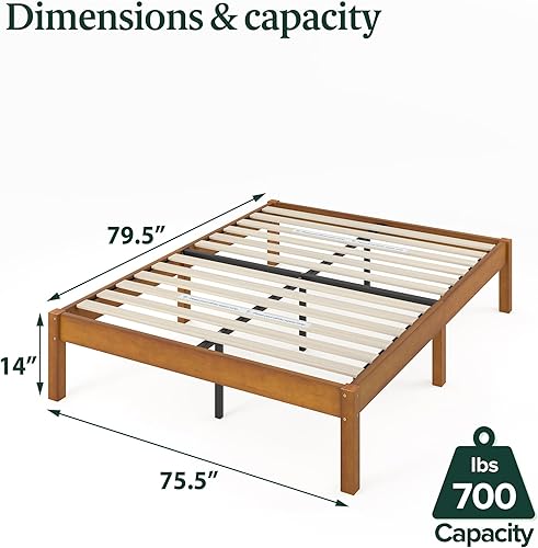 Miniatura 25 de ZINUS Alexia - Base de cama con plataforma de madera, base de madera maciza, no necesita somier, soporte de listones de madera, fácil montaje, pino