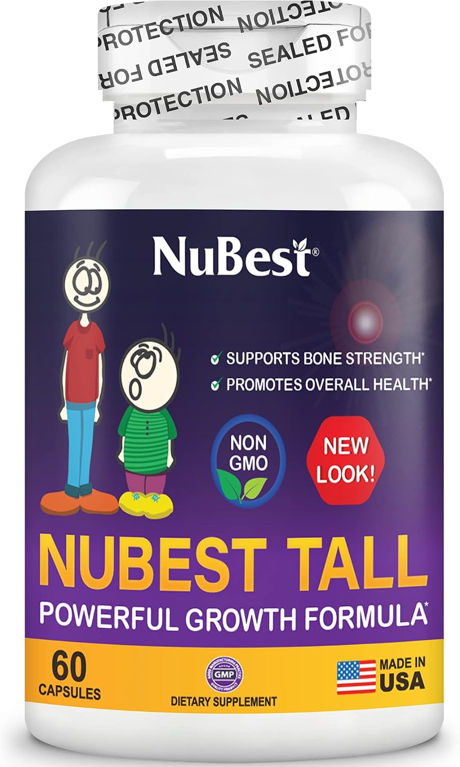 NuBest Tall - Powerful Formula for Strong Bones, Immunity & Healthy Development with Calcium, Collagen & Herbs - for Children (5+) & Teens Who Don’t Drink Milk Daily - 60 Capsules | 1 Month Supply